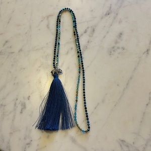 Elephant tassel necklace. Blue/multi